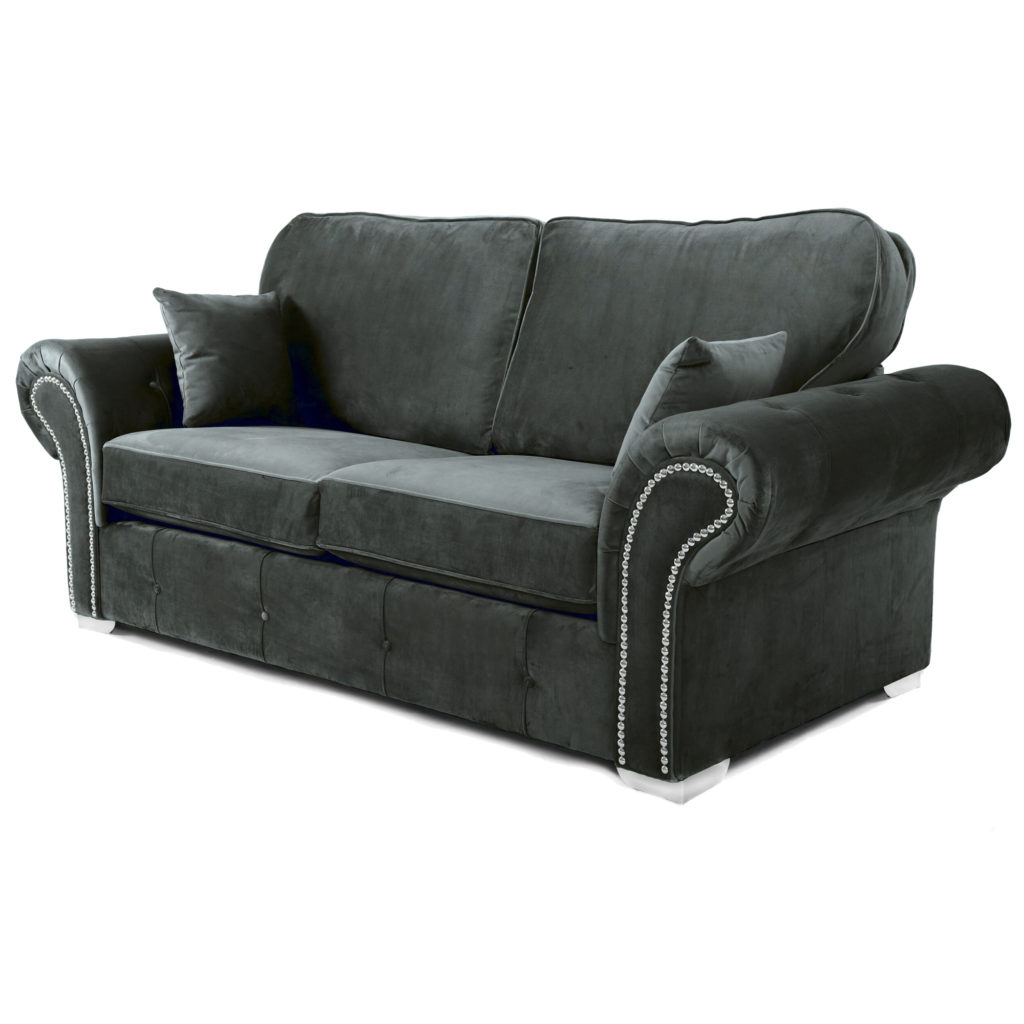 Oakland 3 Seater Sofa Plush Velvet Cosmic Grey