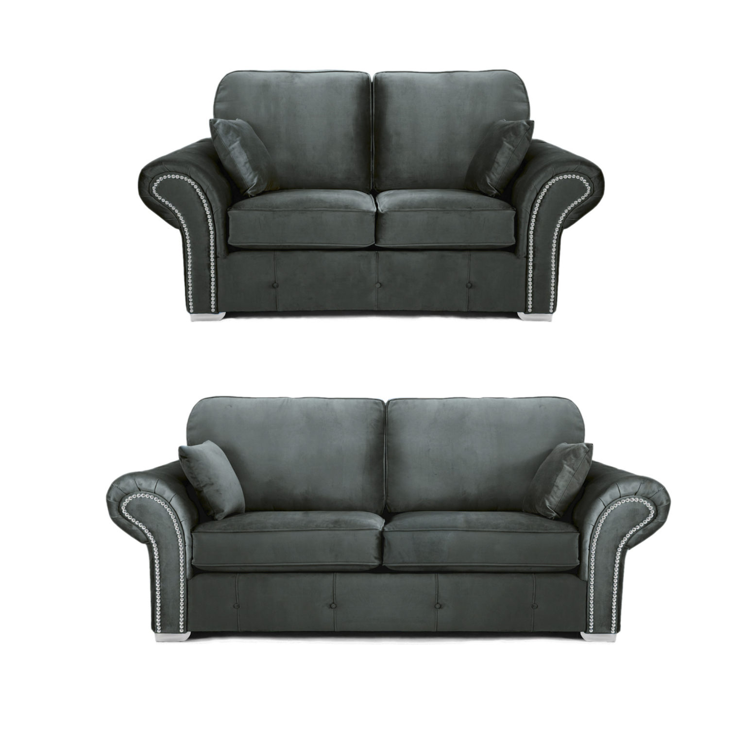 Oakland 3+2 Seater Sofa Set Plush Velvet Cosmic Grey