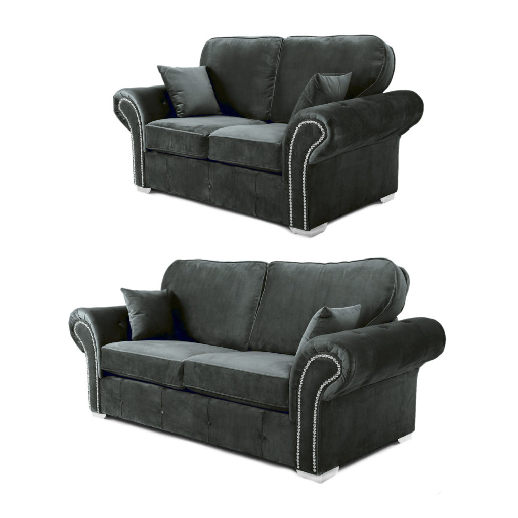 Oakland 3+2 Seater Sofa Set Plush Velvet Cosmic Grey