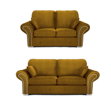 Oakland 3+2 Seater Sofa Set Plush Velvet Gold