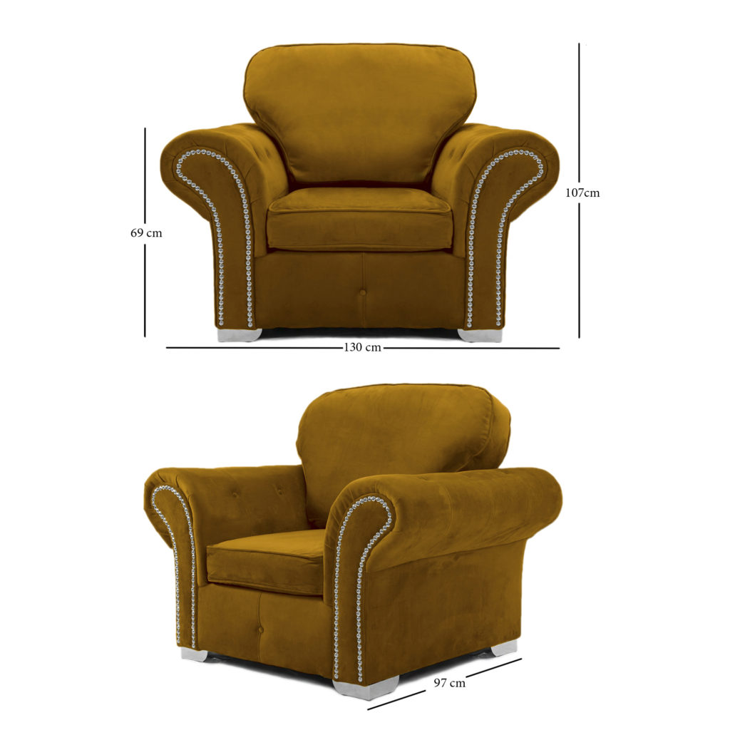 Oakland Armchair Plush Velvet Gold