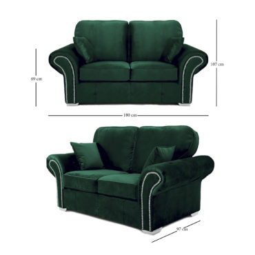 Oakland 2 seater sofa plush velvet green