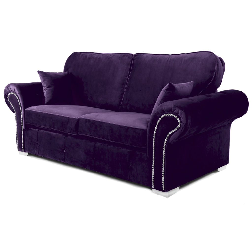 Oakland 3 Seater Sofa Plush Velvet Purple