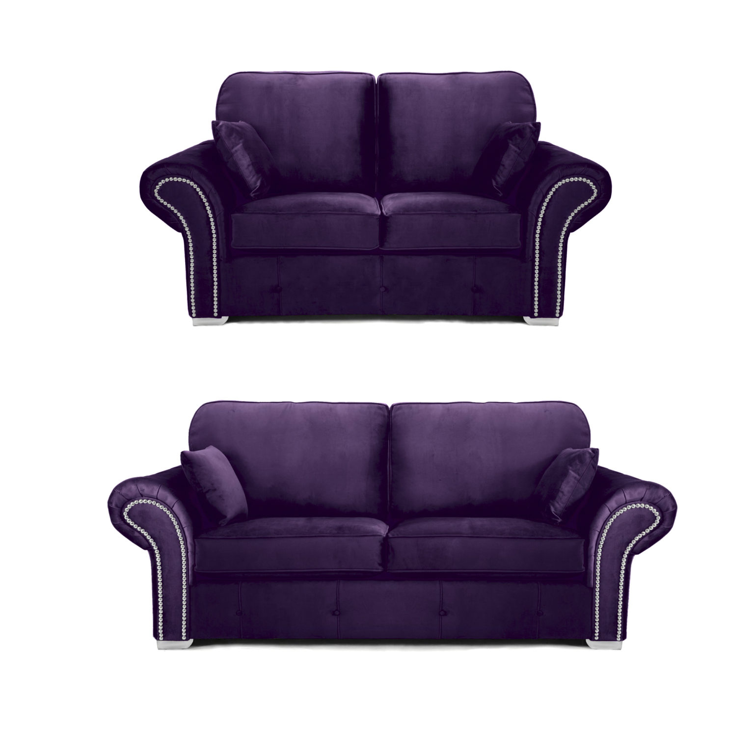 Oakland 3+2 Seater Sofa Set Plush Velvet Purple