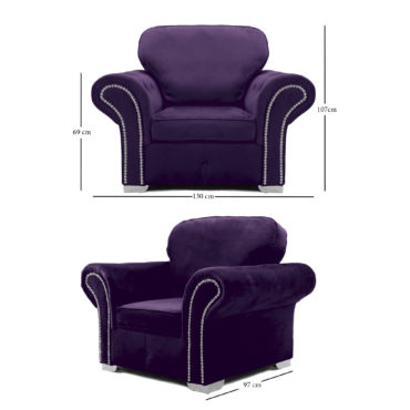 Oakland Armchair Plush Velvet Purple