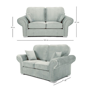 Oakland 2 Seater Sofa Plush Velvet Silver