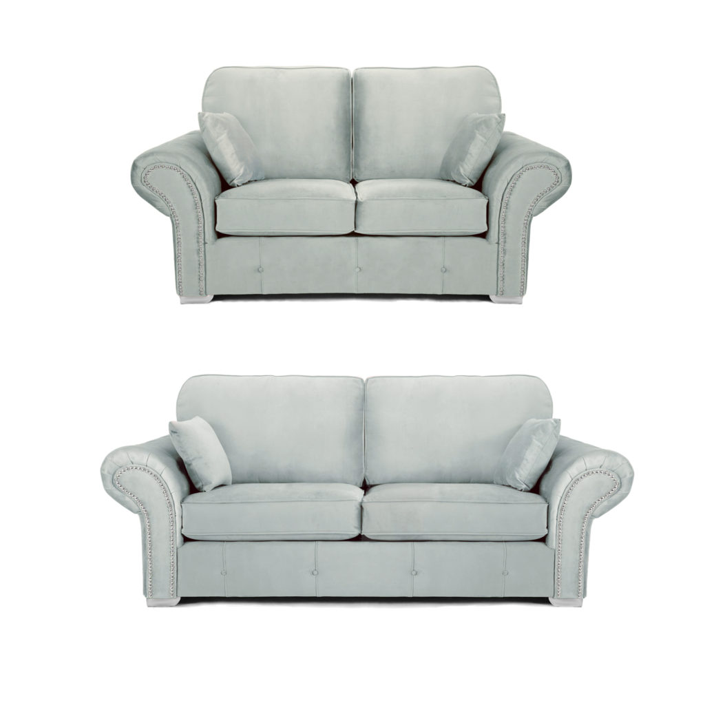 Oakland 3+2 Seater Sofa Set Plush Velvet Silver