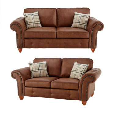 Oakland 3 Seater Sofa Leather Effect Tan