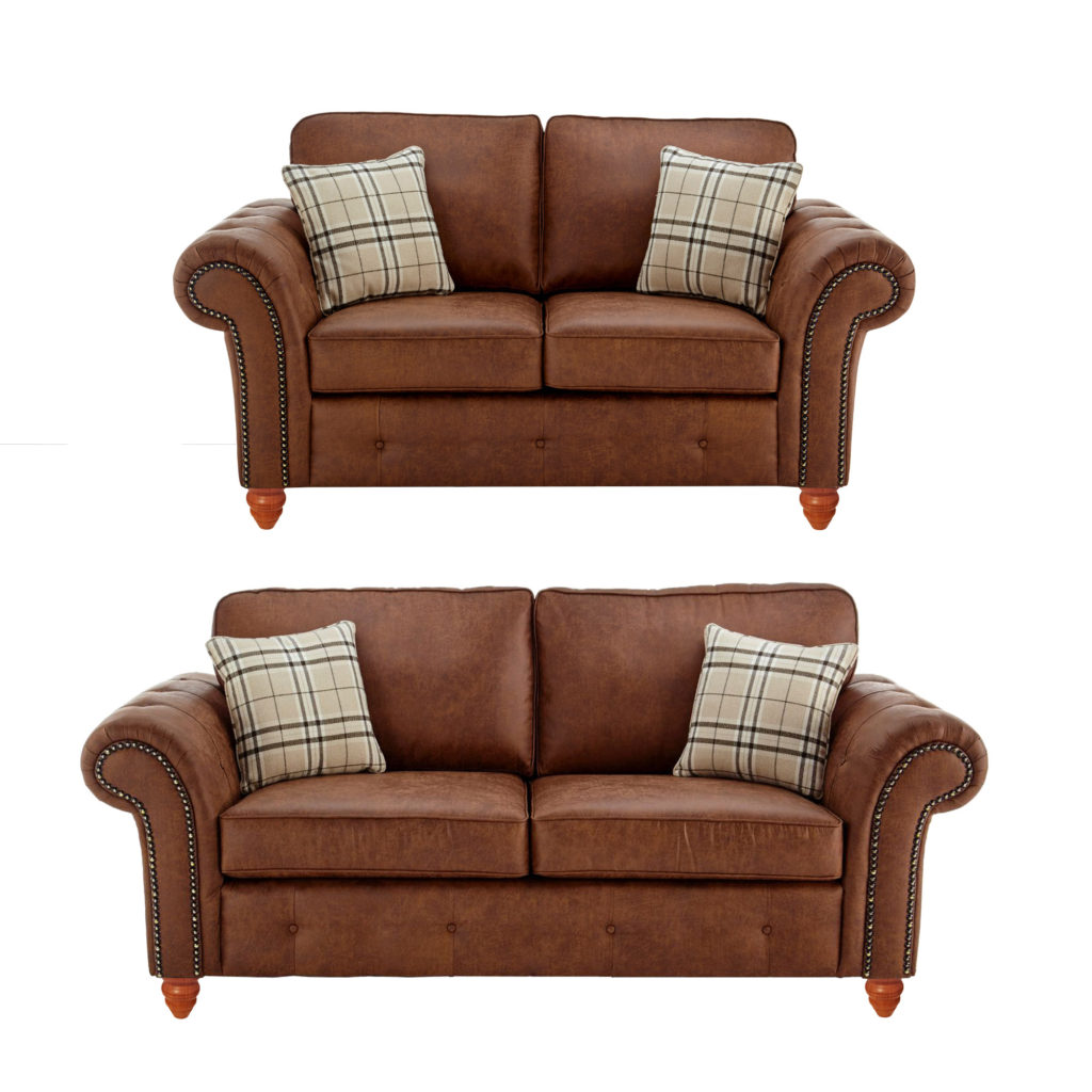 Oakland 3+2 Seater Sofa Set Leather Effect Tan