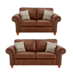 Oakland 3+2 Seater Sofa Set Leather Effect Tan