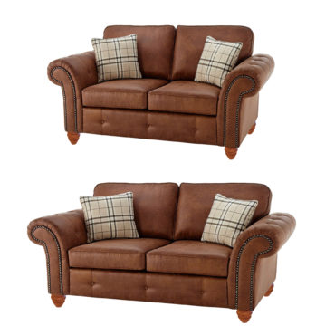 Oakland 3+2 Seater Sofa Set Leather Effect Tan