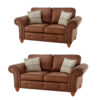 Oakland 3+2 Seater Sofa Set Leather Effect Tan