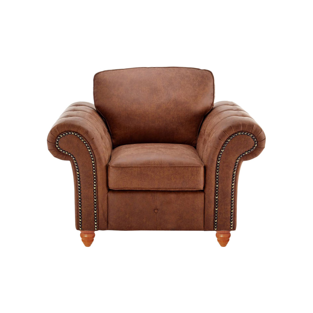 Oakland Armchair Leather Effect Tan