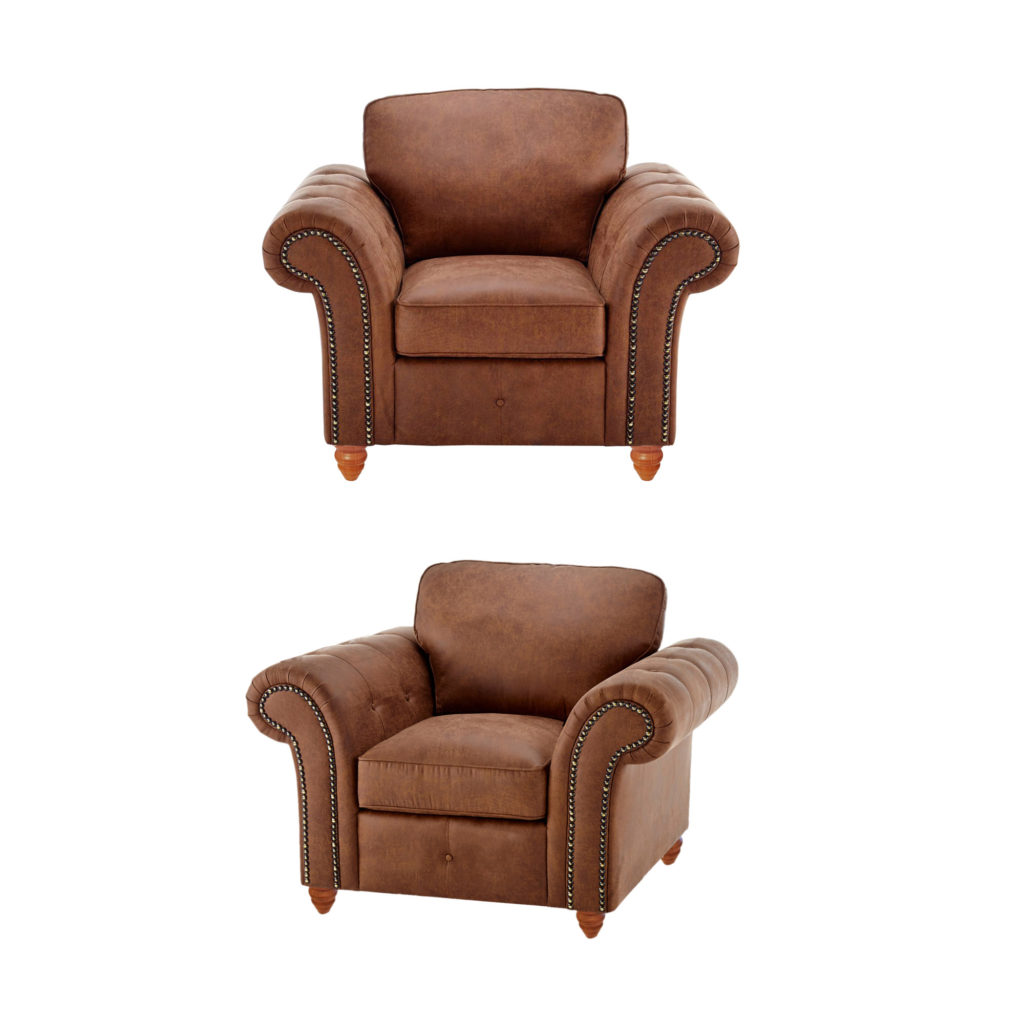 Oakland Armchair Leather Effect Tan