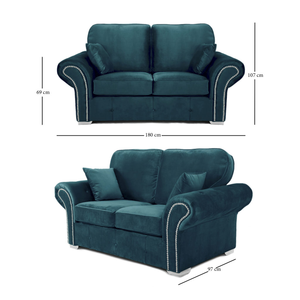 Oakland 2 Seater Sofa Plush Velvet Teal