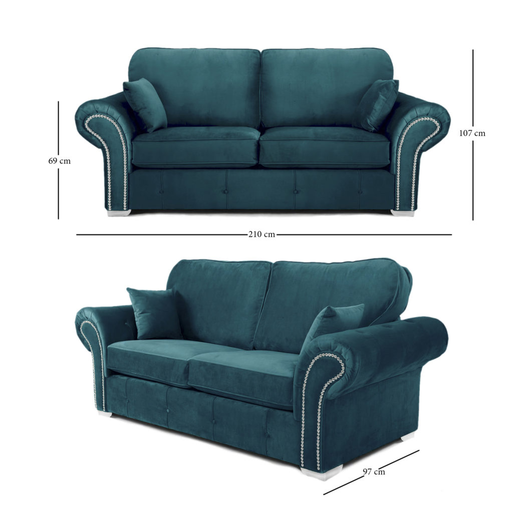 Oakland 3 Seater Sofa Plush Velvet Teal