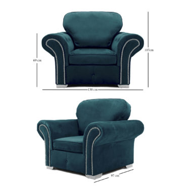 Oakland Armchair Plush Velvet Teal