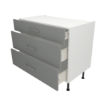 Pre Assembled Modern 1000mm fitted kitchen 3 Drawer unit matt dust grey