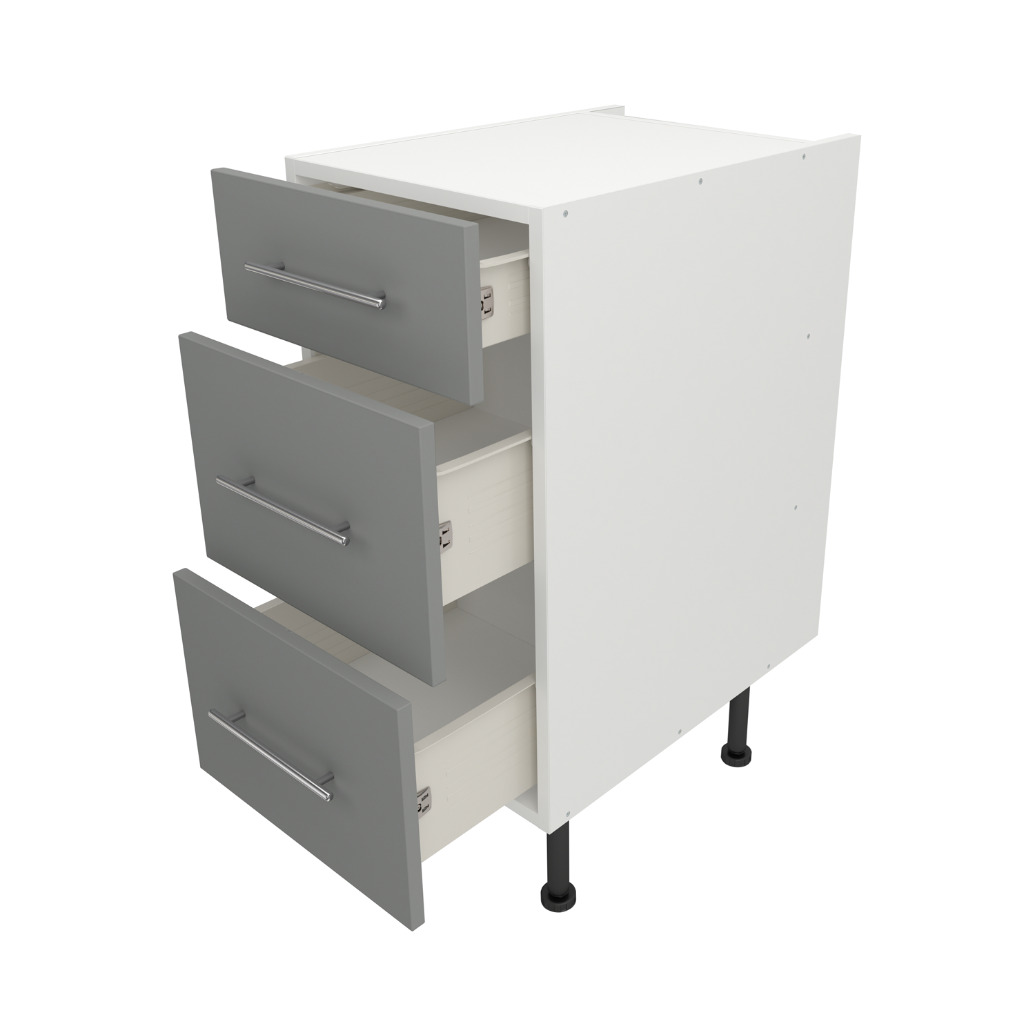 Pre Assembled Modern 400mm Fitted Kitchen 3 Drawer Unit Matt Dust Grey 