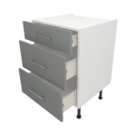 Pre Assembled Modern 600mm fitted kitchen 3 Drawer unit matt dust grey