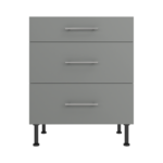 Pre Assembled Modern 700mm fitted kitchen 3 Drawer unit matt dust grey