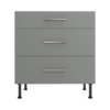 Pre Assembled Modern 800mm fitted kitchen 3 Drawer unit matt dust grey