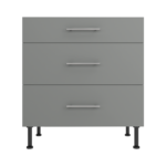 Pre Assembled Modern 800mm fitted kitchen 3 Drawer unit matt dust grey
