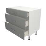 Pre Assembled Modern 900mm fitted kitchen 3 Drawer unit matt dust grey