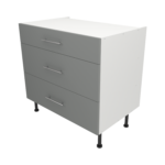 Pre Assembled Modern 900mm fitted kitchen 3 Drawer unit matt dust grey