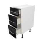 Pre Assembled Modern 300mm fitted kitchen 3 Drawer unit black gloss