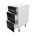 Pre Assembled Modern 350mm fitted kitchen 3 Drawer unit black gloss