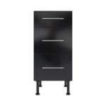 Pre Assembled Modern 400mm fitted kitchen 3 Drawer unit black gloss