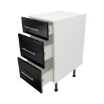 Pre Assembled Modern 400mm fitted kitchen 3 Drawer unit black gloss