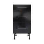 Pre Assembled Modern 450mm fitted kitchen 3 Drawer unit black gloss