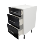Pre Assembled Modern 450mm fitted kitchen 3 Drawer unit black gloss