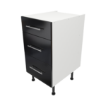Pre Assembled Modern 450mm fitted kitchen 3 Drawer unit black gloss
