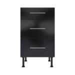 Pre Assembled Modern 500mm fitted kitchen 3 Drawer unit black gloss