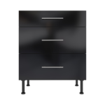 Pre Assembled Modern 700mm fitted kitchen 3 Drawer unit black gloss