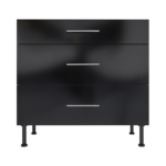 Pre Assembled Modern 900mm fitted kitchen 3 Drawer unit black gloss