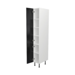 Pre Assembled Modern 300mm Tall Kitchen Larder fitted unit black gloss