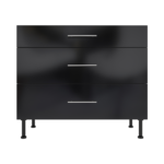 Pre Assembled Modern 1000mm fitted kitchen 3 Drawer unit black gloss