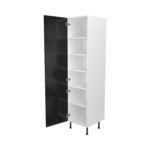 Pre Assembled Modern 500mm Tall Kitchen Larder fitted unit black gloss