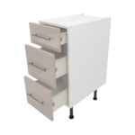 Pre Assembled Modern 350mm fitted kitchen 3 Drawer unit cashmere gloss