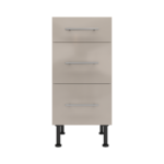 Pre Assembled Modern 400mm fitted kitchen 3 Drawer unit cashmere gloss