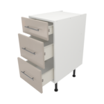 Pre Assembled Modern 400mm fitted kitchen 3 Drawer unit cashmere gloss