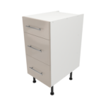 Pre Assembled Modern 400mm fitted kitchen 3 Drawer unit cashmere gloss