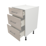 Pre Assembled Modern 500mm fitted kitchen 3 Drawer unit cashmere gloss