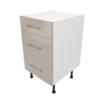 Pre Assembled Modern 500mm fitted kitchen 3 Drawer unit cashmere gloss