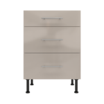 Pre Assembled Modern 600mm fitted kitchen 3 Drawer unit cashmere gloss