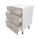 Pre Assembled Modern 600mm fitted kitchen 3 Drawer unit cashmere gloss